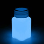 Leuchtfarbe Blau 100 g: Flasche im Dunkeln, blau leuchtend