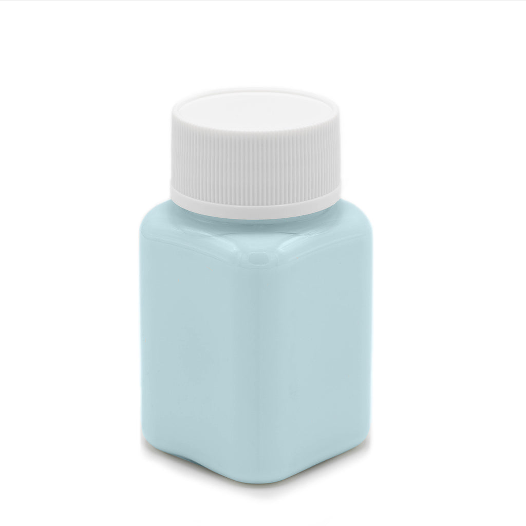 Leuchtfarbe Blau 100 g: Flasche mit weißem Deckel bei Tageslicht, hellblau