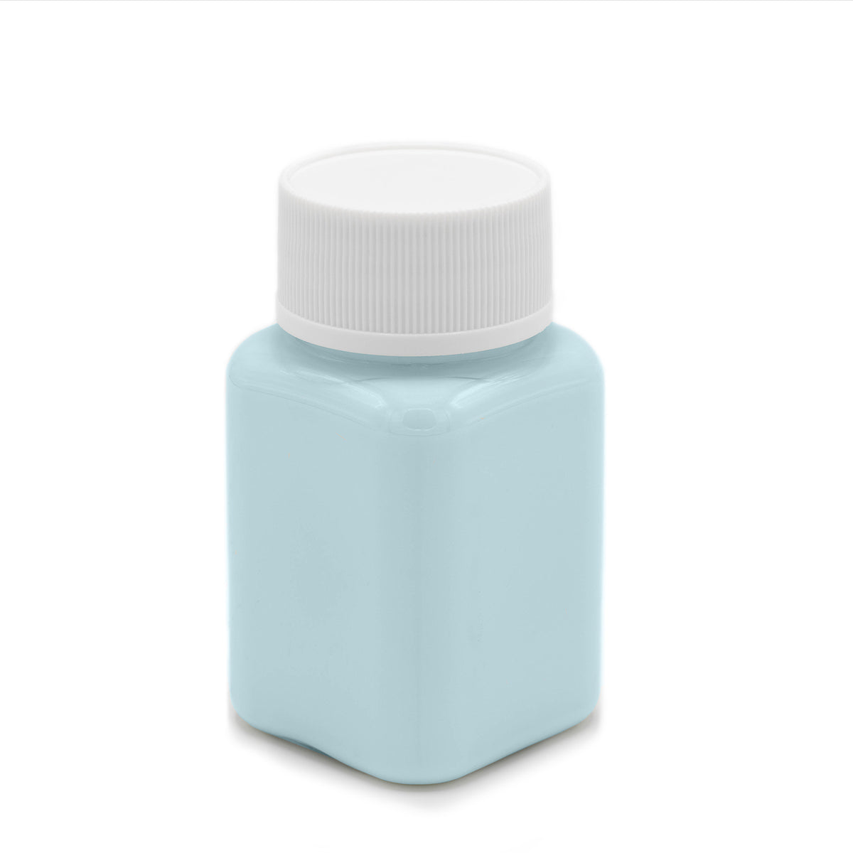 Leuchtfarbe Blau 100 g: Flasche mit weißem Deckel bei Tageslicht, hellblau
