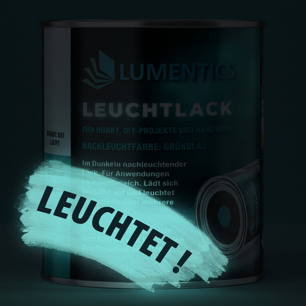 Leuchtlack Blaugrün 250 ml im Dunkeln, blaugrün nachleuchtend