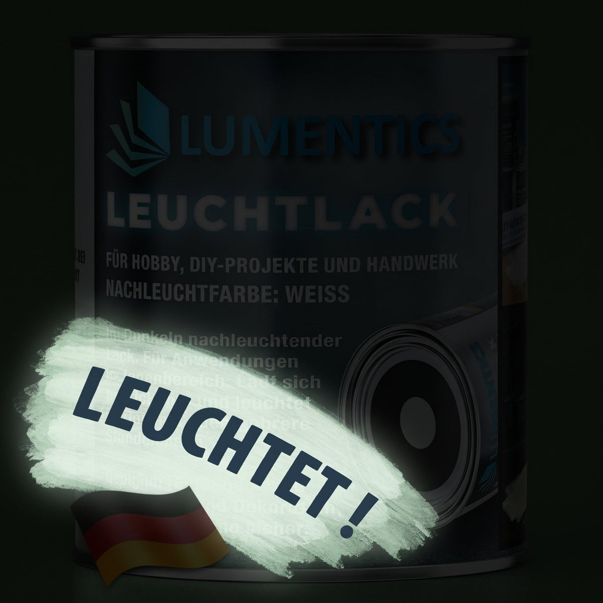 Leuchtlack Weiß 250 ml im Dunkeln, weißlich nachleuchtend