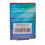 Uhrenzeigerfarbe Grün-Grün 2 g: Kartenrückseite mit Produkttext, Barcode und Angabe Tages- und Nachleuchtfarbe Grün