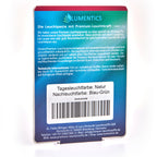 Uhrenzeigerfarbe Natur-Blaugrün 2 g: Kartenrückseite mit Text, Barcode, Tagesfarbe Natur, Nachleuchtfarbe Blau-Grün