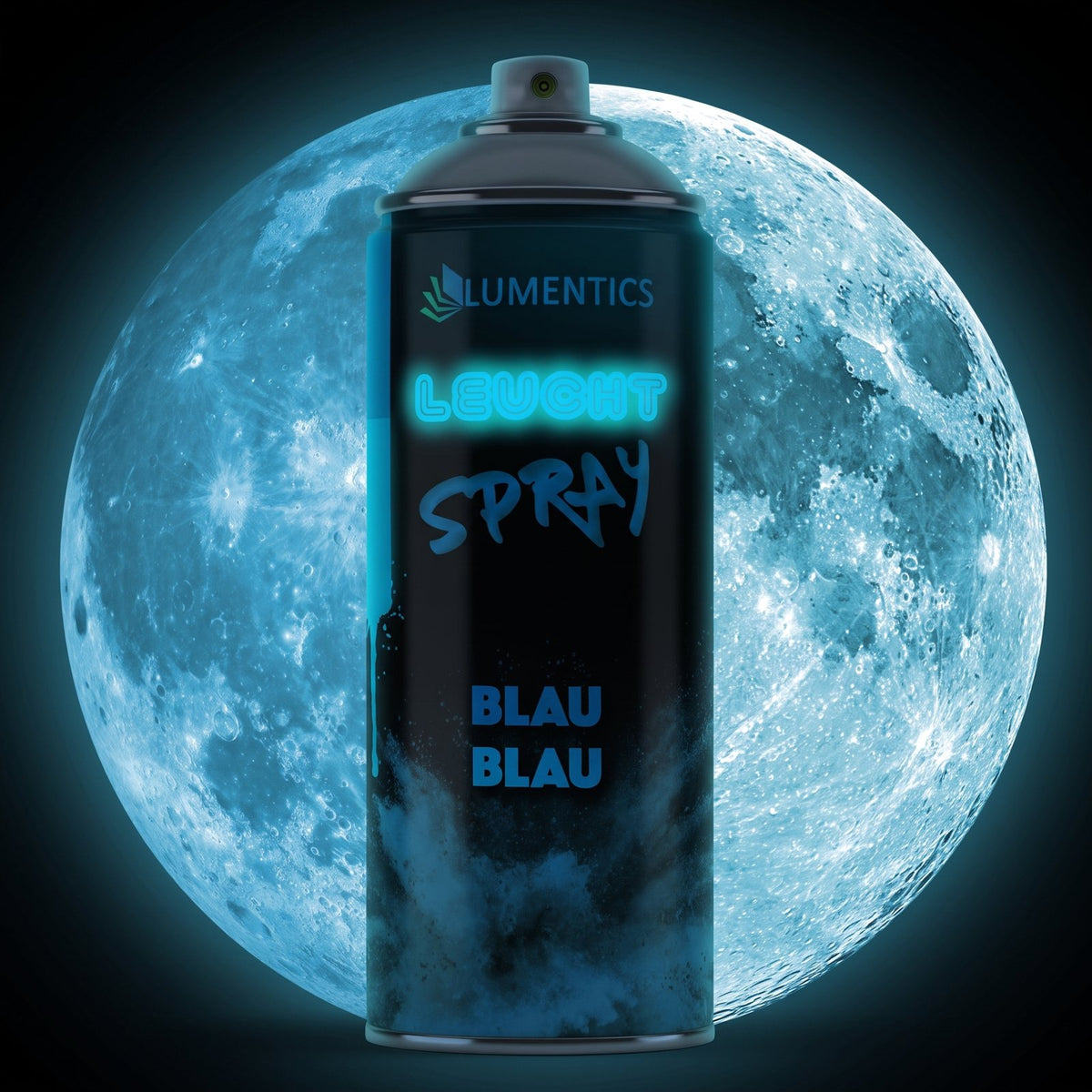 Leuchtspray Blau-Blau 400 ml im Dunkeln, blau nachleuchtend