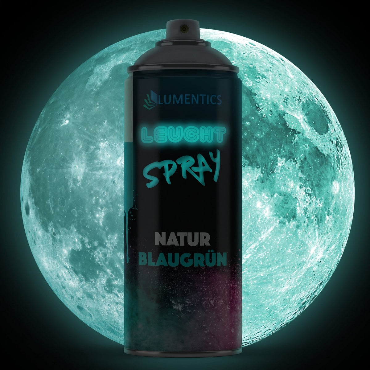 Leuchtspray Natur-Blaugrün 400 ml im Dunkeln, blaugrün nachleuchtend