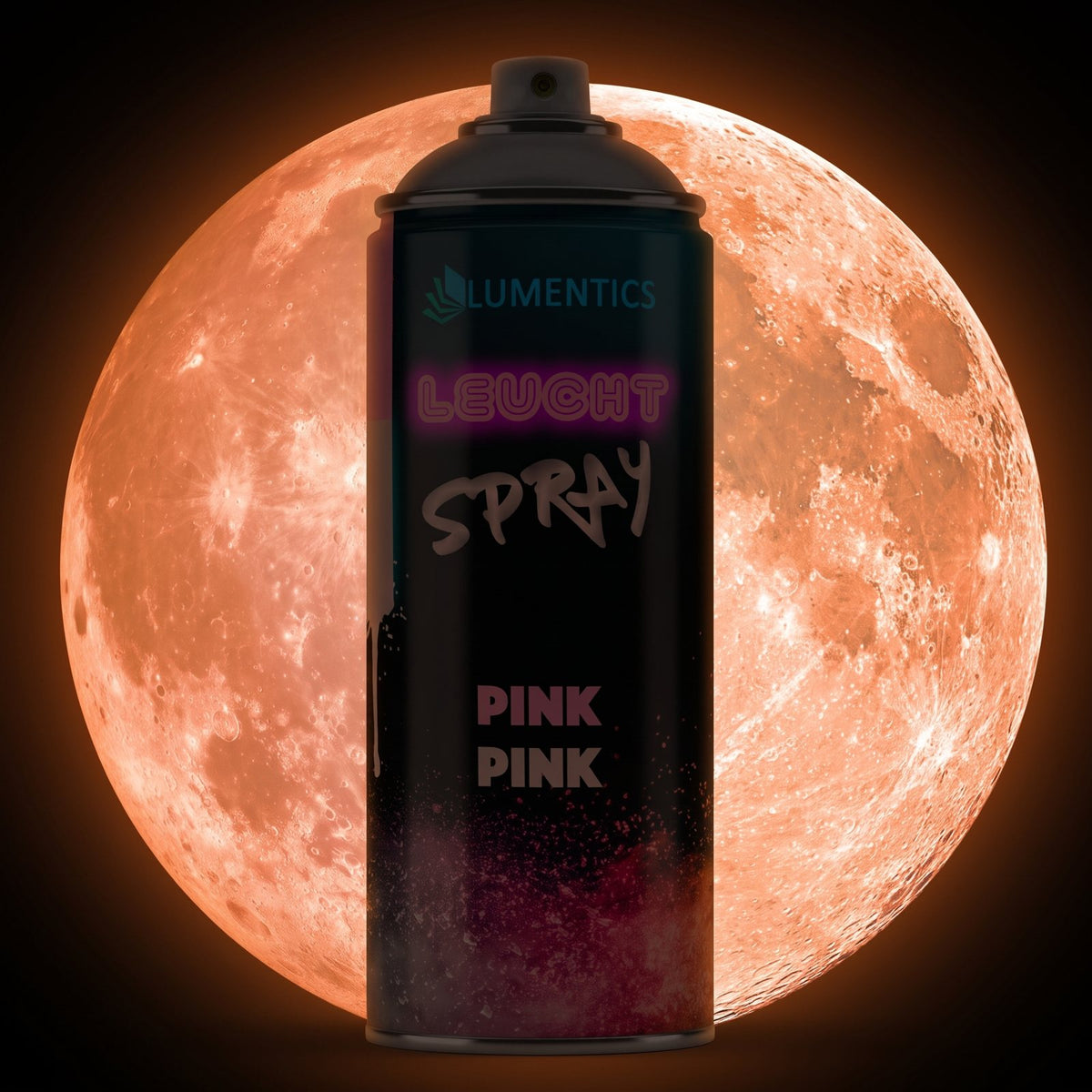 Leuchtspray Pink 400 ml im Dunkeln, orange nachleuchtend