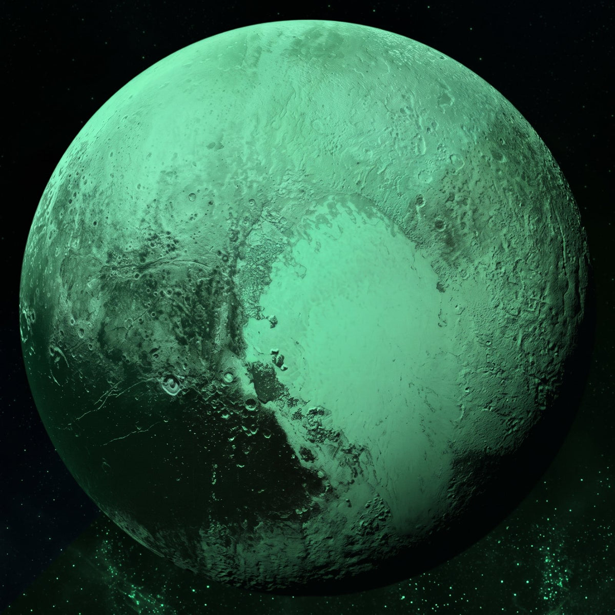 Planeten-Aufkleber Pluto 30 cm im Dunkeln, grün nachleuchtend