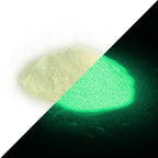 Glitzerpulver Grün 50 g: helles Pulver bei Tag, grün leuchtend im Dunkeln (geteilt)