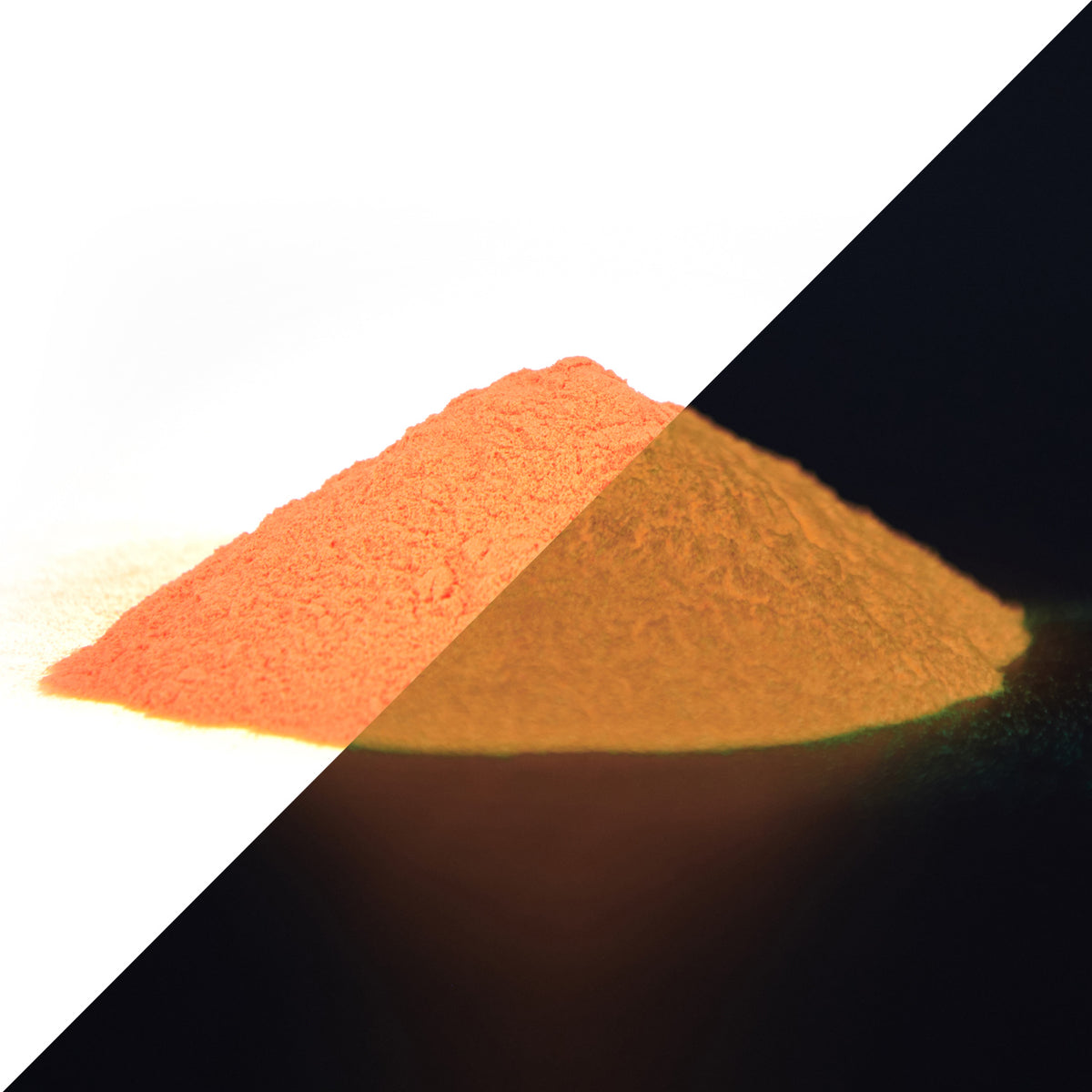 Spezial-Leuchtpigmente 100 g, Orange: oranges Pulver bei Tag, schwaches gelbliches Leuchten