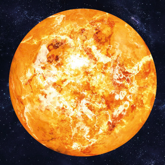 Planeten-Aufkleber Sonne 30 cm: orangefarbenes Sonnenmotiv bei Tageslicht vor Sternenhimmel