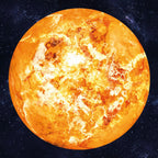 Planeten-Aufkleber Sonne 30 cm: orangefarbenes Sonnenmotiv bei Tageslicht vor Sternenhimmel