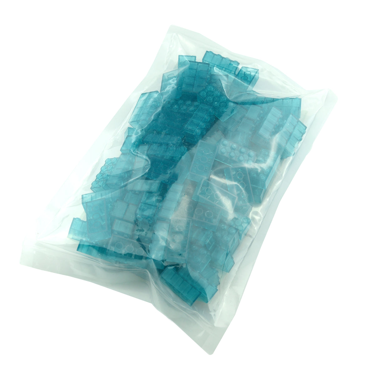 Klemmbausteine 2x4 Blau, 100 Stück in der durchsichtigen Folienverpackung