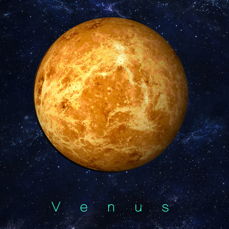 Planeten-Aufkleber Venus 30 cm: Motiv vor Sternenhimmel mit Schriftzug Venus