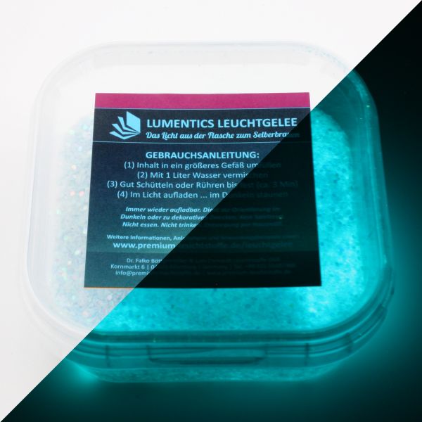 Lichtspeicher-Glitter-Granulat Blau/BlauGrün - Nachleuchtender Wasserspeicher mit Glitzereffekt