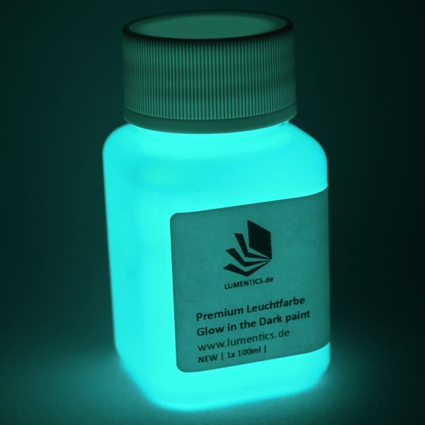Premium Leuchtfarbe "Grün-Blau" - Sehr helle Nachleuchtfarbe (Ungiftig, ultra stark, 90ml)