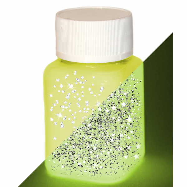Glitzer Leuchtfarbe Gelb-Gelb 100ml - Nachleuchtfarbe mit Glitter